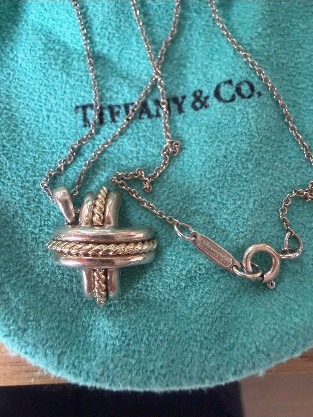 Tiffany & Co. Two-Tone Knot Pendant Necklace - Silver & Gold